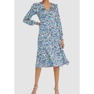 Aqua Blue Floral Midi Dress NWOT